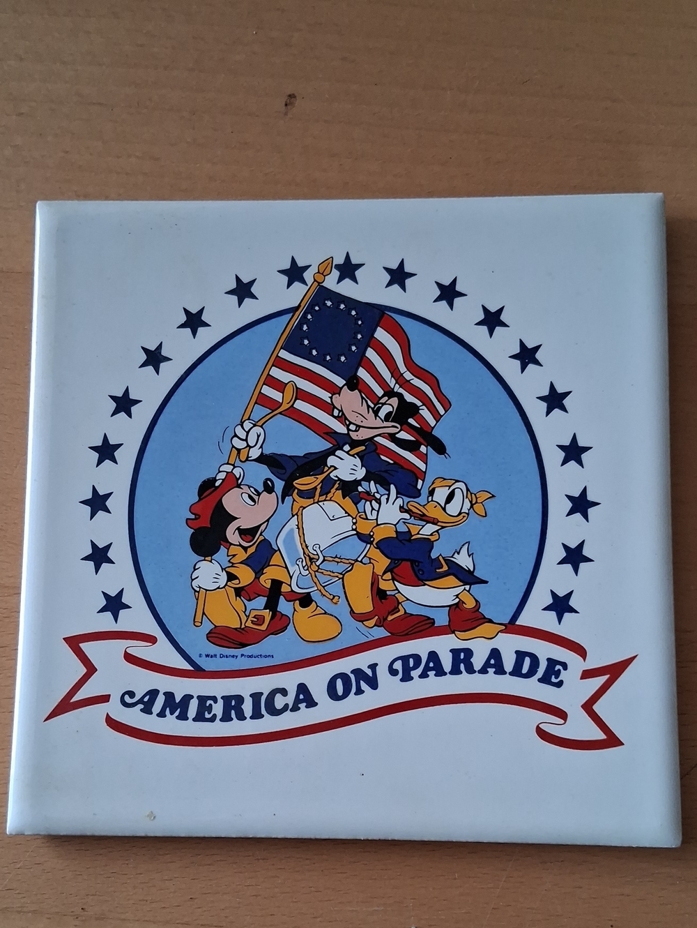 Disney America On Parade Tile - Blue, Red & Yellow